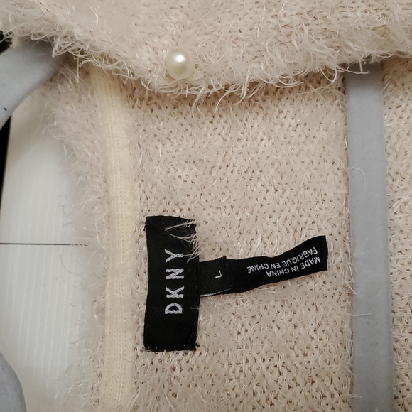 DKNY textured chenile hooded cardigan sweater size large euc - Picture 3 of 7